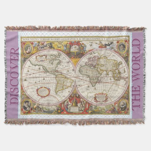 ヴィンテージの世界地図 スローブランケット (正面)