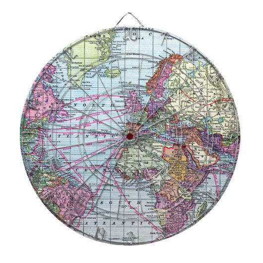 ヴィンテージの世界地図 ダーツボード (正面)