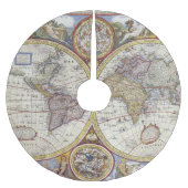 ヴィンテージの世界地図 ブラッシュドポリエステルツリースカート (正面)