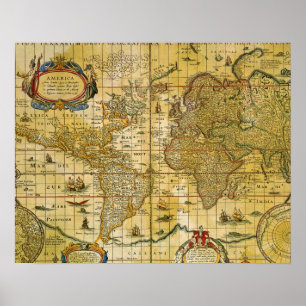ヴィンテージの世界地図 ポスター