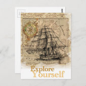 ヴィンテージの世界地図 ポストカード (正面/裏面)