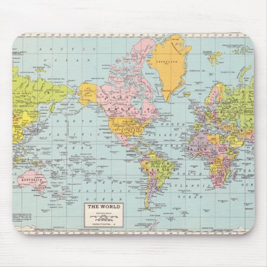 ヴィンテージの世界地図 マウスパッド (正面)