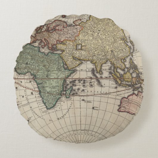 ヴィンテージの世界地図 ラウンドクッション (正面)