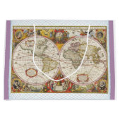 ヴィンテージの世界地図 ラージペーパーバッグ (正面)