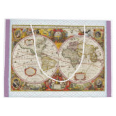 ヴィンテージの世界地図 ラージペーパーバッグ (裏面)