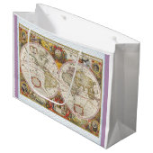 ヴィンテージの世界地図 ラージペーパーバッグ (正面アングル)