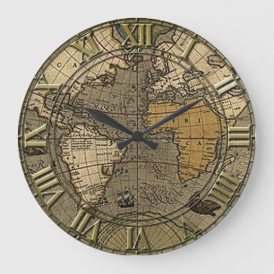 ヴィンテージの世界地図 ラージ壁時計