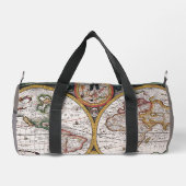 ヴィンテージの世界地図（茶と灰色） ダッフルバッグ (裏面)