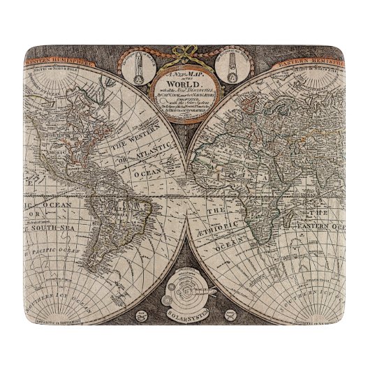 ヴィンテージの世界地図(1766年) カッティングボード (正面)