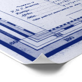 ヴィンテージの世界地図（1833年）白・青 ポスター (角)