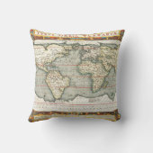 ヴィンテージの世界地図Abraham Ortelius 1587-1595 クッション (裏面)