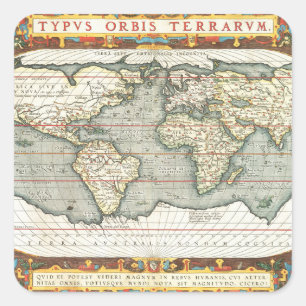 ヴィンテージの世界地図Abraham Ortelius 1587-1595 スクエアシール