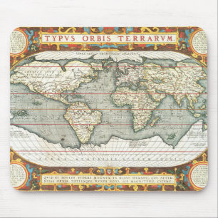 ヴィンテージの世界地図Abraham Ortelius 1587-1595 マウスパッド