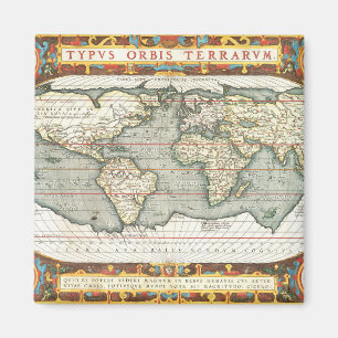 ヴィンテージの世界地図Abraham Ortelius 1587-1595 マグネット