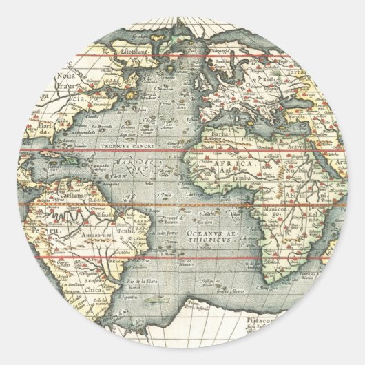 ヴィンテージの世界地図Abraham Ortelius 1587-1595 ラウンドシール (正面)