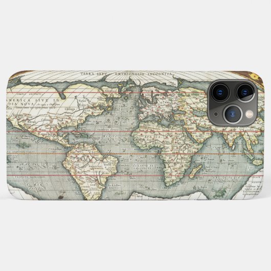 ヴィンテージの世界地図Abraham Ortelius 1587-1595 Case-Mate iPhoneケース (裏面(横))