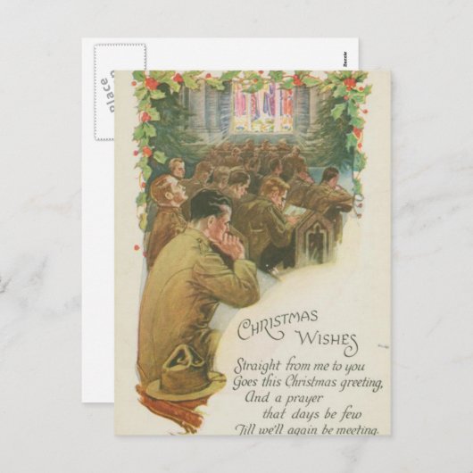 ヴィンテージの世界大戦のクリスマス シーズンポストカード (正面/裏面)