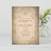 ヴィンテージの世界旅行地図の冒険の結婚式 招待状 (スタンド正面)