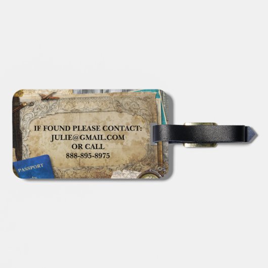 ヴィンテージの世界旅行紙及びコンパスの荷物のラベル ラゲッジタグ (裏面横)