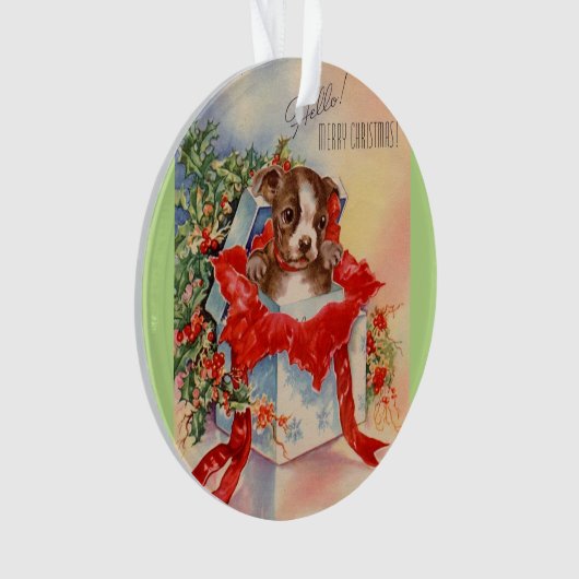 ヴィンテージの世紀半ばの美しいベビーのボストンテリア オーナメント (正面)