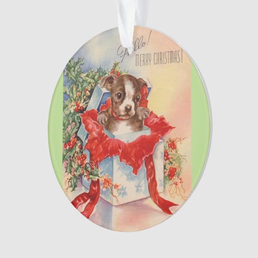 ヴィンテージの世紀半ばの美しいベビーのボストンテリア オーナメント (正面)