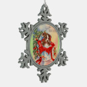 ヴィンテージの世紀半ばの美しいベビーのボストンテリア スノーフレークピューターオーナメント (左)