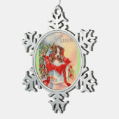 ヴィンテージの世紀半ばの美しいベビーのボストンテリア スノーフレークピューターオーナメント (右)