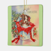 ヴィンテージの世紀半ばの美しいベビーのボストンテリア セラミックオーナメント (左)