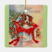 ヴィンテージの世紀半ばの美しいベビーのボストンテリア セラミックオーナメント (裏面)