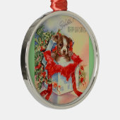 ヴィンテージの世紀半ばの美しいベビーのボストンテリア メタルオーナメント (右)