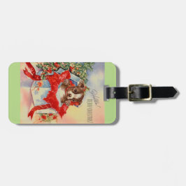 ヴィンテージの世紀半ばの美しいベビーのボストンテリア ラゲッジタグ