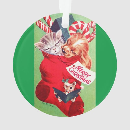 ヴィンテージの世紀半ばの美しいベビーの子犬の子ネコ オーナメント (裏面)