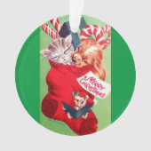 ヴィンテージの世紀半ばの美しいベビーの子犬の子ネコ オーナメント (正面)