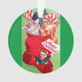 ヴィンテージの世紀半ばの美しいベビーの子犬の子ネコ オーナメント