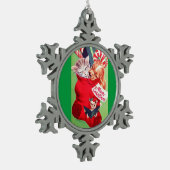 ヴィンテージの世紀半ばの美しいベビーの子犬の子ネコ スノーフレークピューターオーナメント (左)