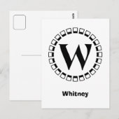 ヴィンテージの世紀末、モノグラムW ポストカード (正面/裏面)