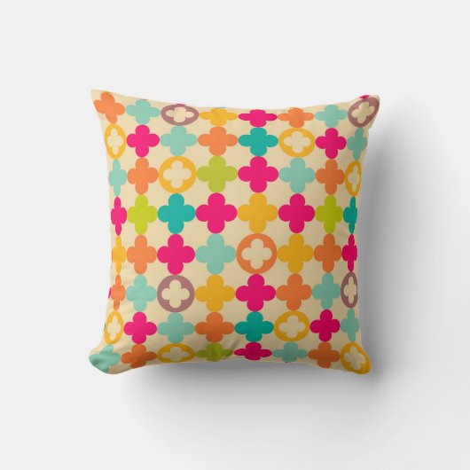 ヴィンテージの中世ロゼットパターン クッション (正面)