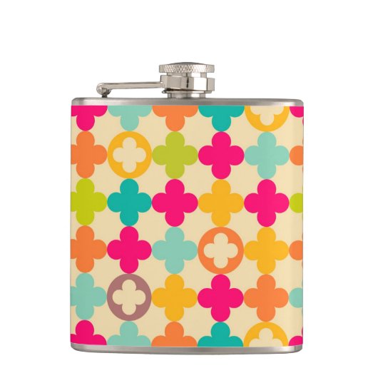 ヴィンテージの中世ロゼットパターン フラスク (正面)