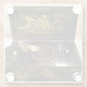 ヴィンテージの中国のな茶箱 ガラスコースター (裏面)