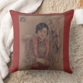 ヴィンテージの中国のな郵便はがきの枕 クッション (ブランケット)