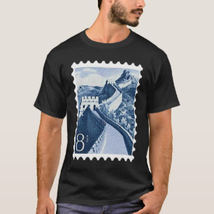 ヴィンテージの中国の万里の長城の切手旅行ギフト Tシャツ