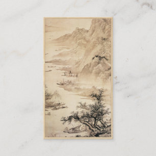 ヴィンテージの中国人のSumi-eの絵画の景色の景色 名刺