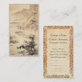 ヴィンテージの中国人のSumi-eの絵画の景色の景色 名刺 (正面/裏面)