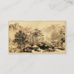 ヴィンテージの中国人のSumi-eの絵画の景色の景色 名刺