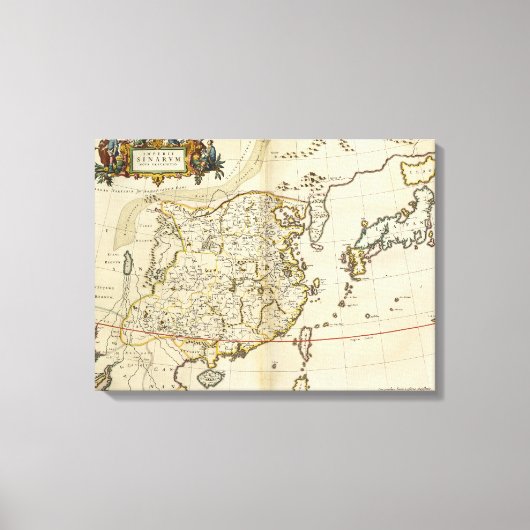 ヴィンテージの中国地図 | 1662 キャンバスプリント (正面)