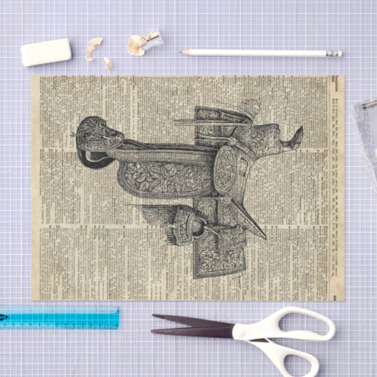 ヴィンテージの乗馬のサドル辞書の芸術 薄葉紙 (クラフト)