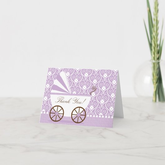 ヴィンテージの乳母車はメッセージカード感謝していしています サンキューカード (正面)