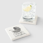 ヴィンテージの乳母車 ストーンコースター (横)