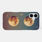 ヴィンテージの二つの月 iPhone 16ケース (裏面横)