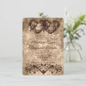 ヴィンテージの二重ハートのシャンペンの結婚式招待状 招待状 (スタンド正面)